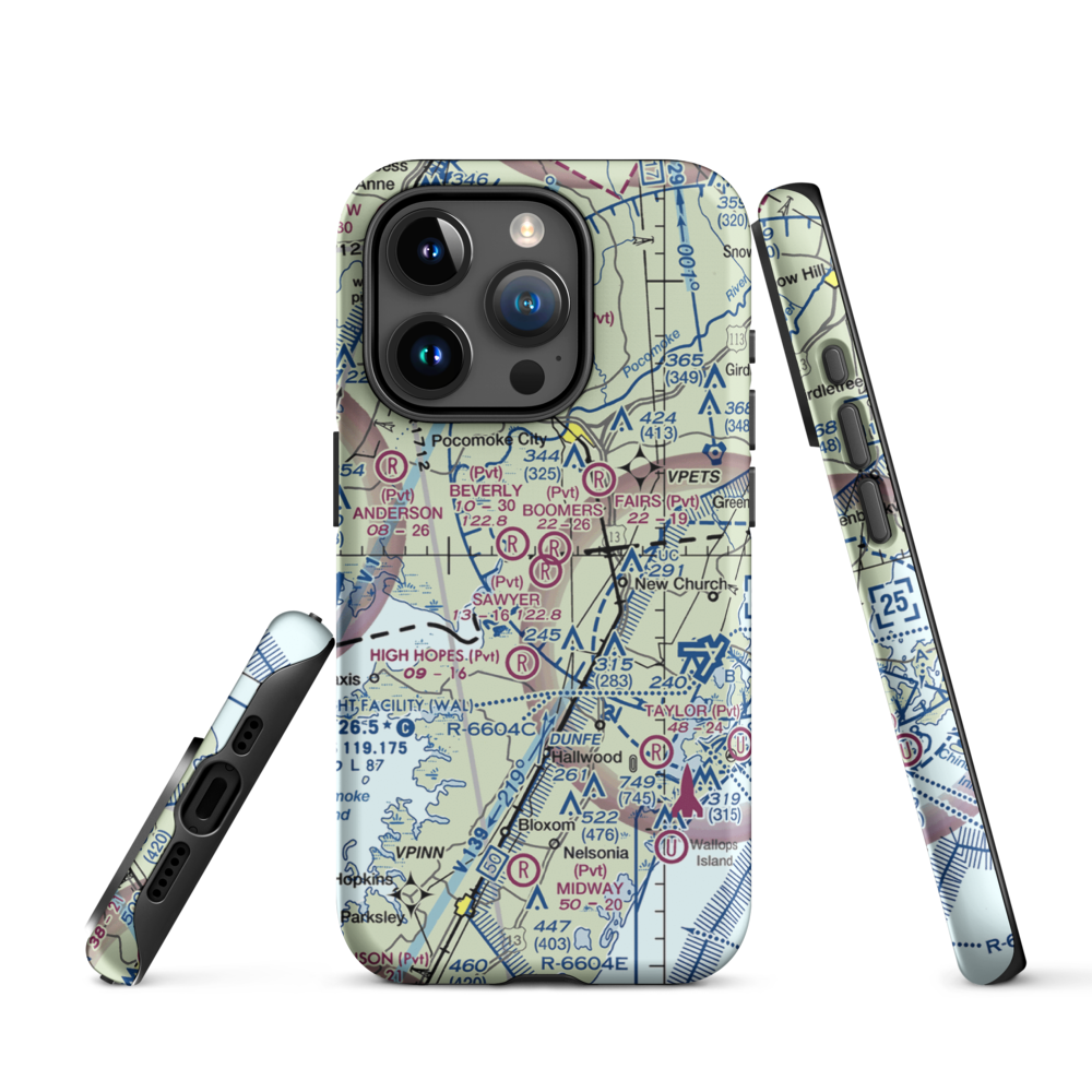 Sawyer Airport (VG19) VFR Sectional  Tough iPhone Case iPhone 15 Pro model shown
