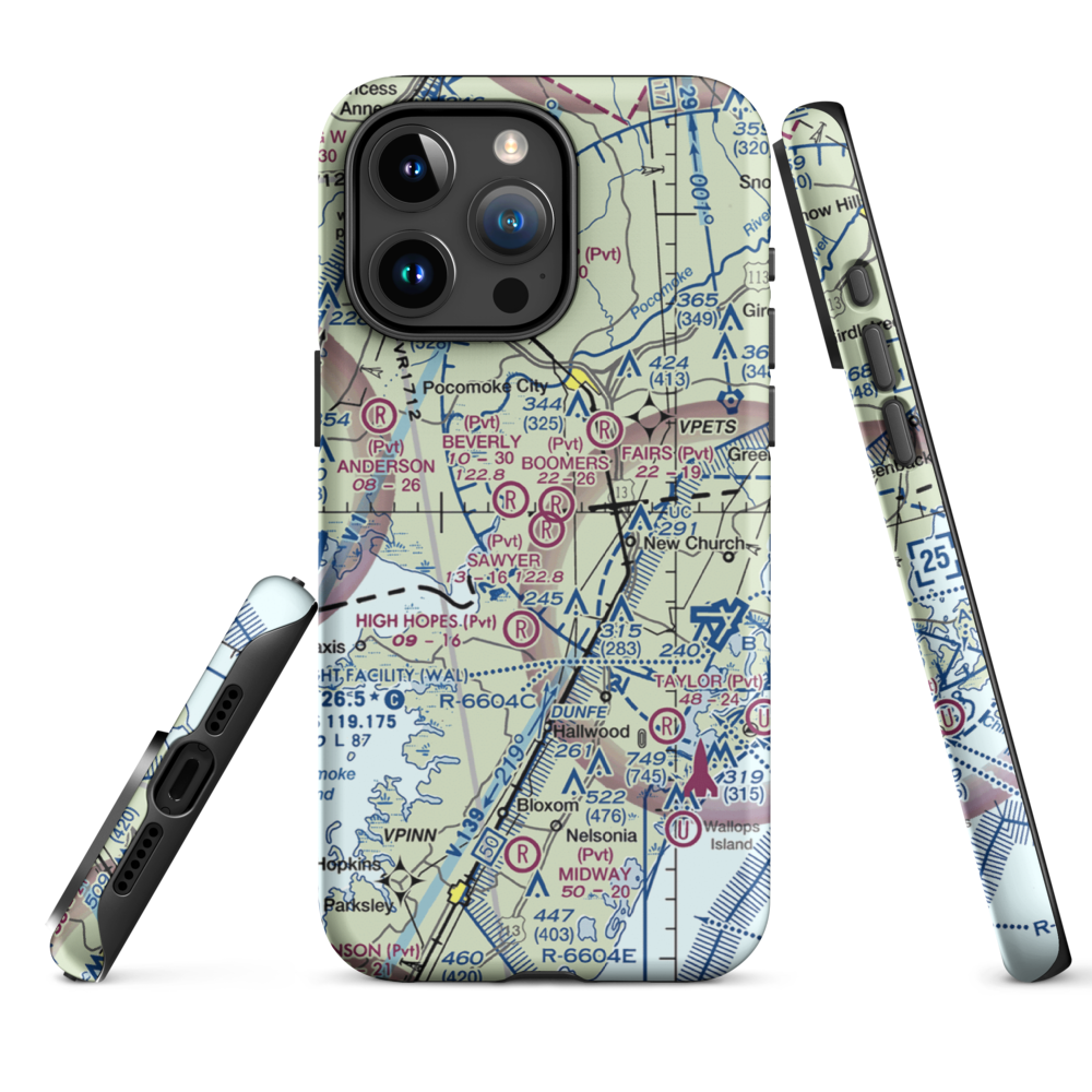 Sawyer Airport (VG19) VFR Sectional  Tough iPhone Case iPhone 15 Pro Max model shown
