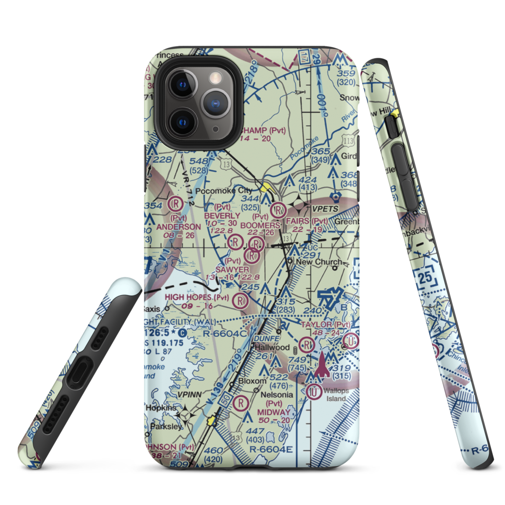 Sawyer Airport (VG19) VFR Sectional  Tough iPhone Case iPhone 11 Pro Max model shown