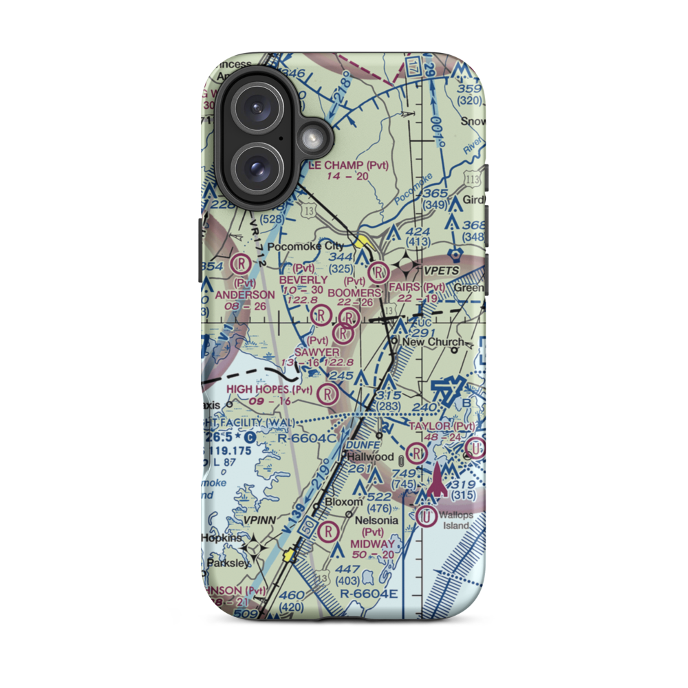 Sawyer Airport (VG19) VFR Sectional  Tough iPhone Case iPhone 16 Plus model shown