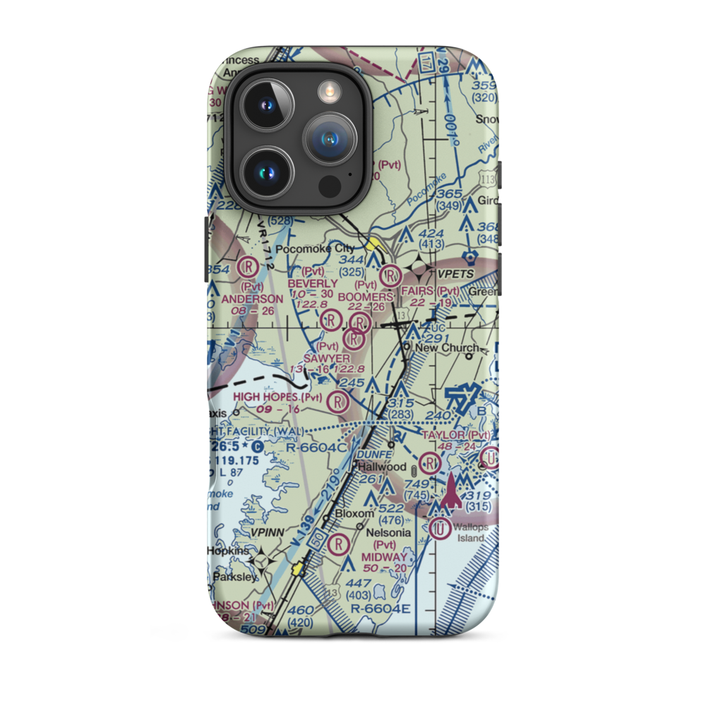 Sawyer Airport (VG19) VFR Sectional  Tough iPhone Case iPhone 16 Pro Max model shown
