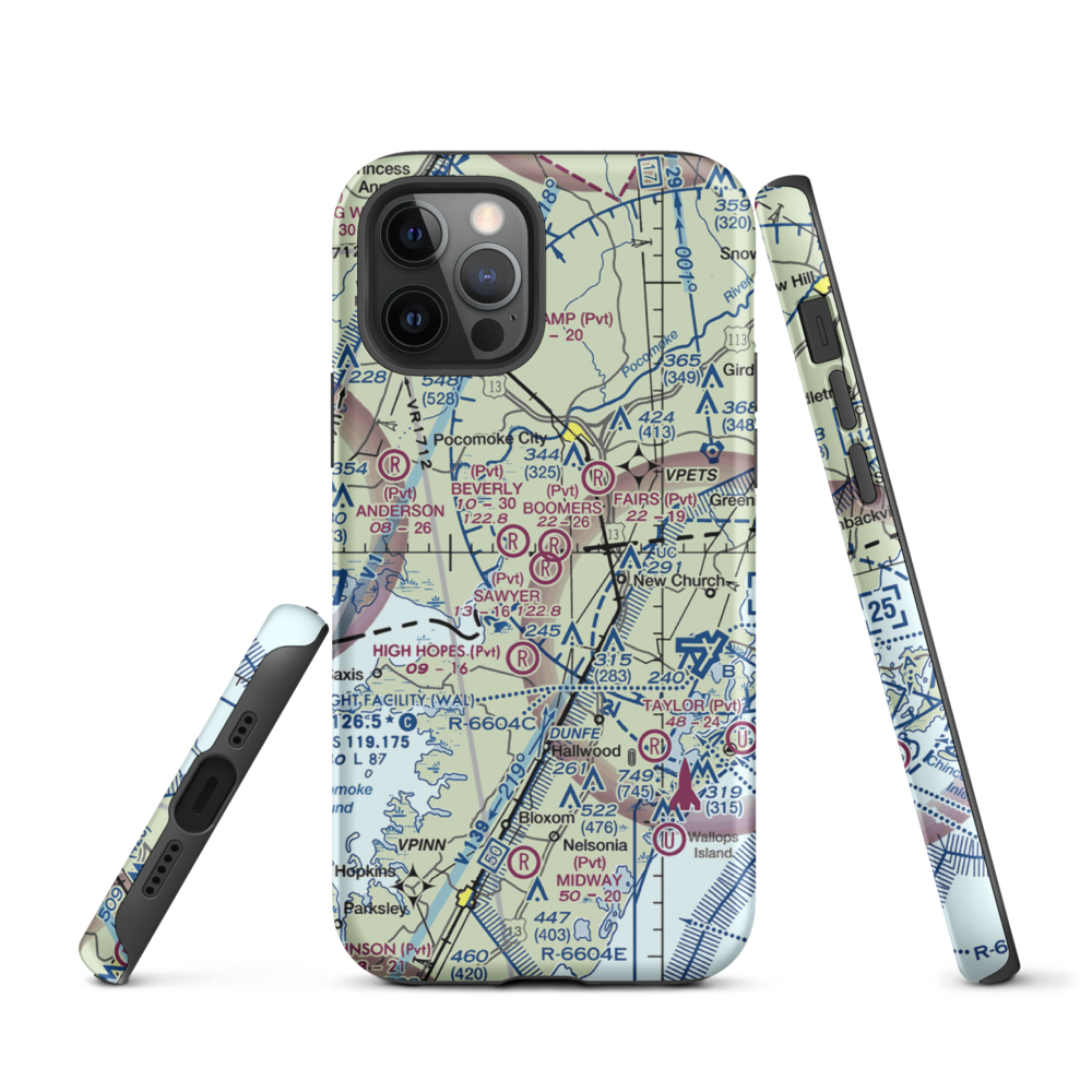 Sawyer Airport (VG19) VFR Sectional  Tough iPhone Case iPhone 12 Pro model shown