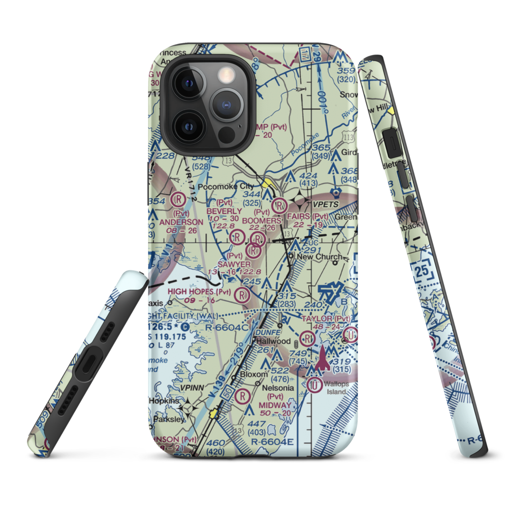 Sawyer Airport (VG19) VFR Sectional  Tough iPhone Case iPhone 12 Pro Max model shown