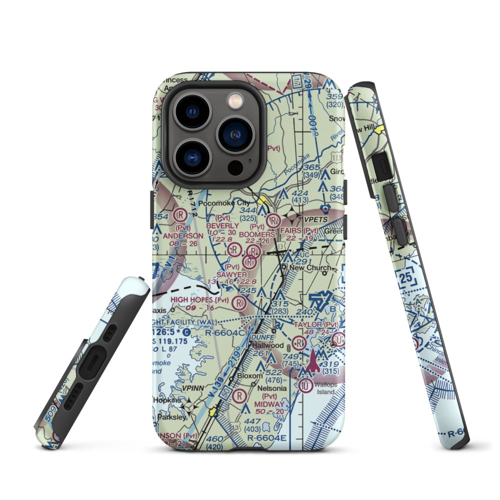 Sawyer Airport (VG19) VFR Sectional  Tough iPhone Case iPhone 13 Pro model shown