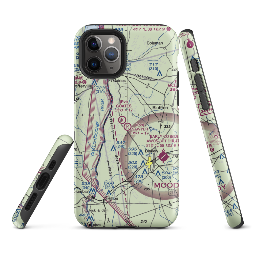 Sawyer Farm Airport (66GA) VFR Sectional  Tough iPhone Case iPhone 11 Pro model shown