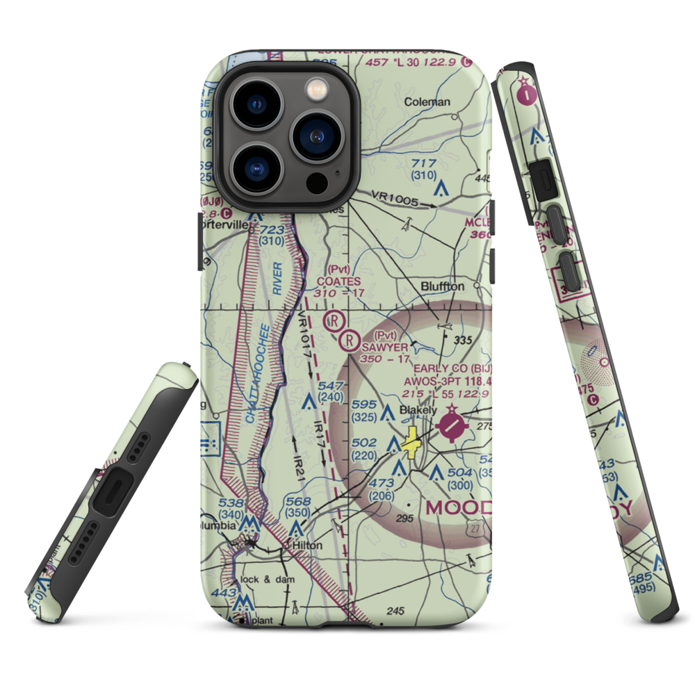 Sawyer Farm Airport (66GA) VFR Sectional  Tough iPhone Case iPhone 13 Pro Max model shown