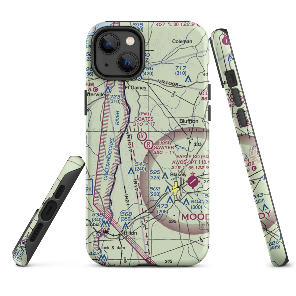 Sawyer Farm Airport (66GA) VFR Sectional  Tough iPhone Case iPhone 14 Plus model shown