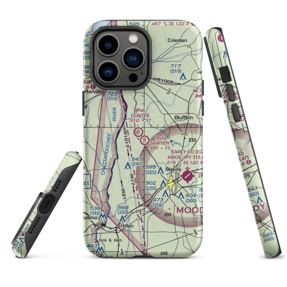 Sawyer Farm Airport (66GA) VFR Sectional  Tough iPhone Case iPhone 14 Pro Max model shown