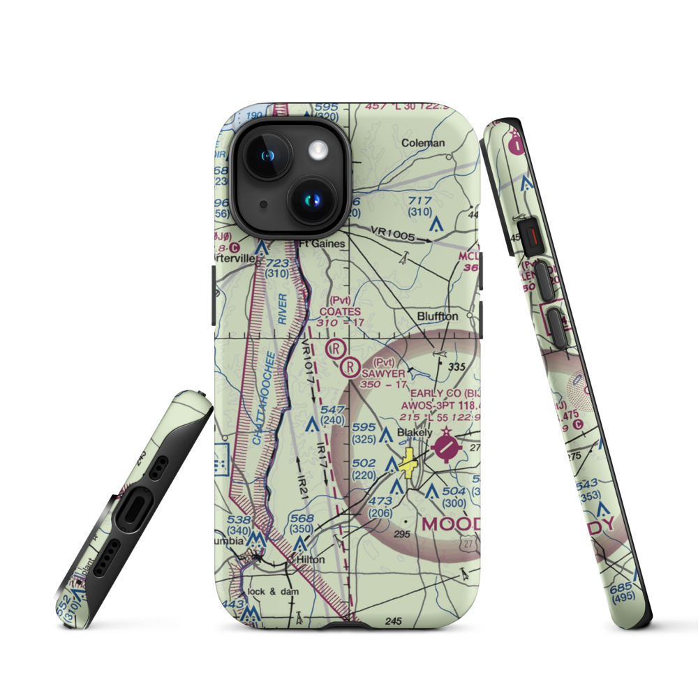Sawyer Farm Airport (66GA) VFR Sectional  Tough iPhone Case iPhone 15 model shown