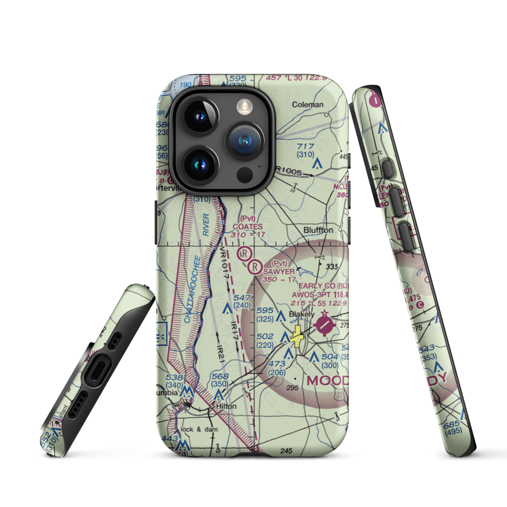 Sawyer Farm Airport (66GA) VFR Sectional  Tough iPhone Case iPhone 15 Pro model shown