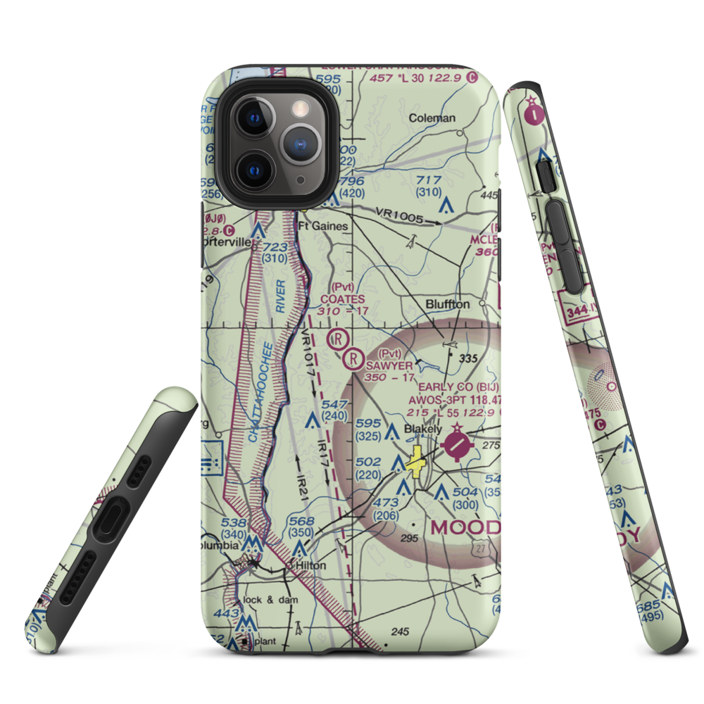 Sawyer Farm Airport (66GA) VFR Sectional  Tough iPhone Case iPhone 11 Pro Max model shown
