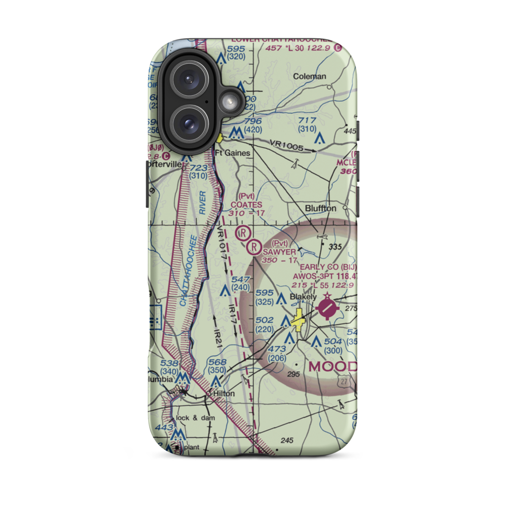 Sawyer Farm Airport (66GA) VFR Sectional  Tough iPhone Case iPhone 16 Plus model shown