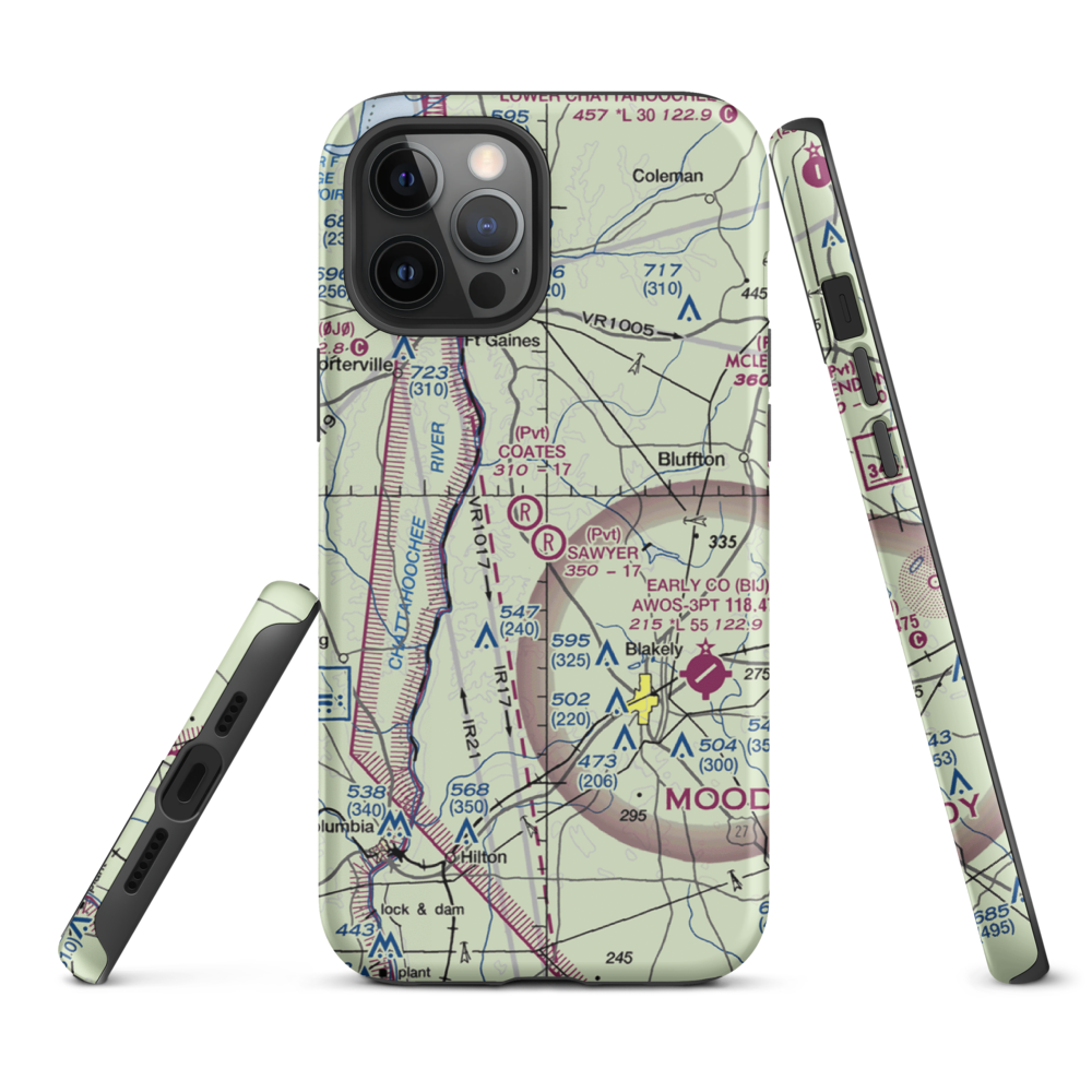 Sawyer Farm Airport (66GA) VFR Sectional  Tough iPhone Case iPhone 12 Pro Max model shown