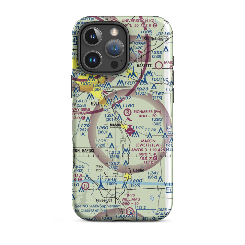 Sawyer Field (29MI) VFR Sectional  Tough iPhone Case iPhone 16 Pro Max model shown