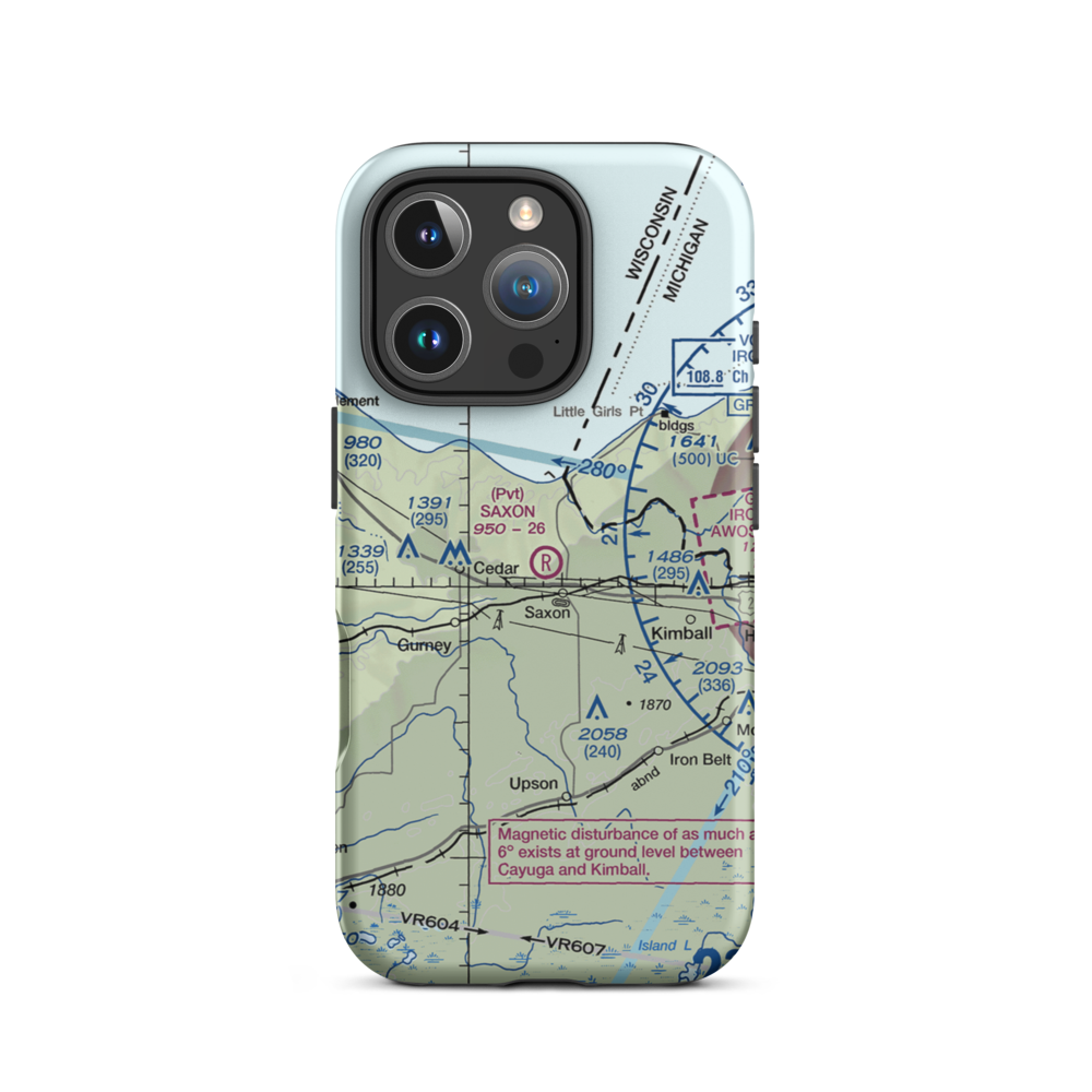 Saxon Airport (6WI4) VFR Sectional  Tough iPhone Case iPhone 16 Pro model shown