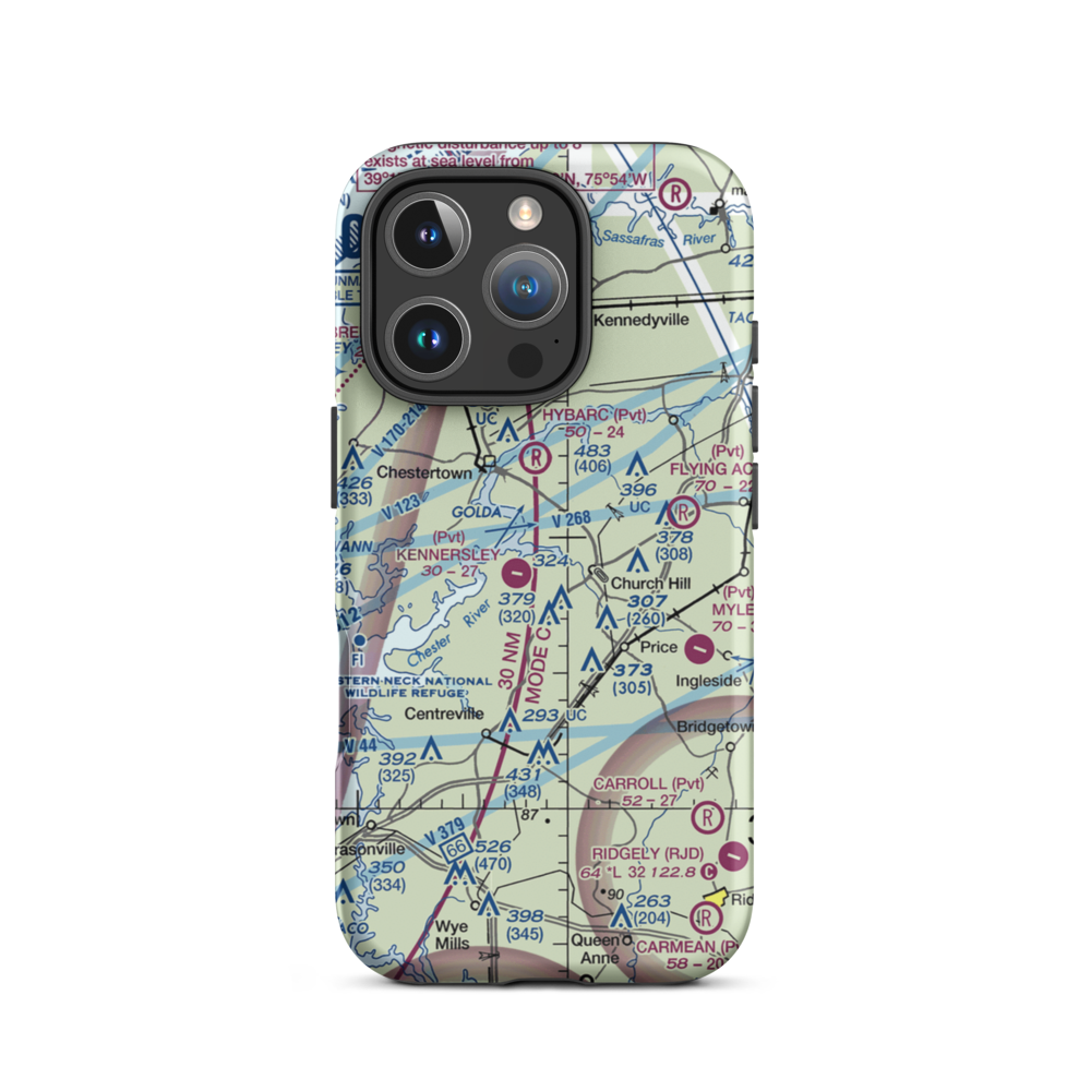 Saxon Farms Airport (MD91) VFR Sectional  Tough iPhone Case iPhone 16 Pro model shown