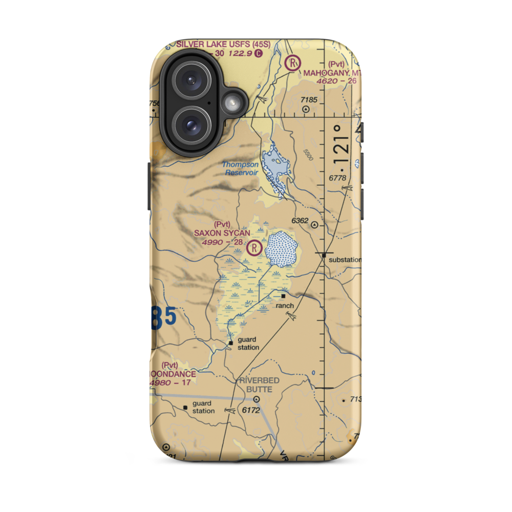 Saxon Sycan Airport (08OR) VFR Sectional  Tough iPhone Case iPhone 16 Plus model shown