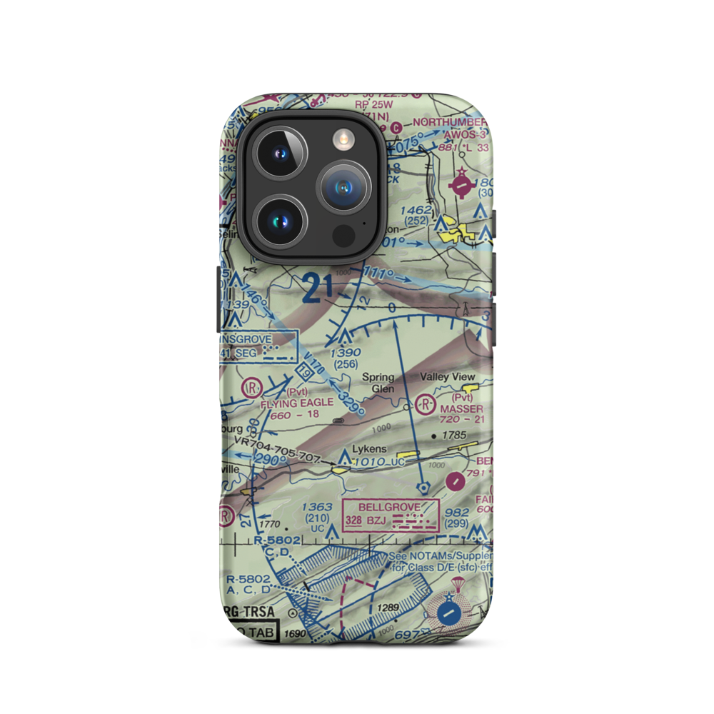 Schadels Airport (1PA9) VFR Sectional  Tough iPhone Case iPhone 16 Pro model shown