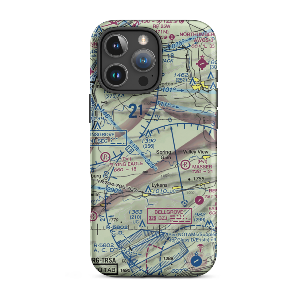 Schadels Airport (1PA9) VFR Sectional  Tough iPhone Case iPhone 16 Pro Max model shown