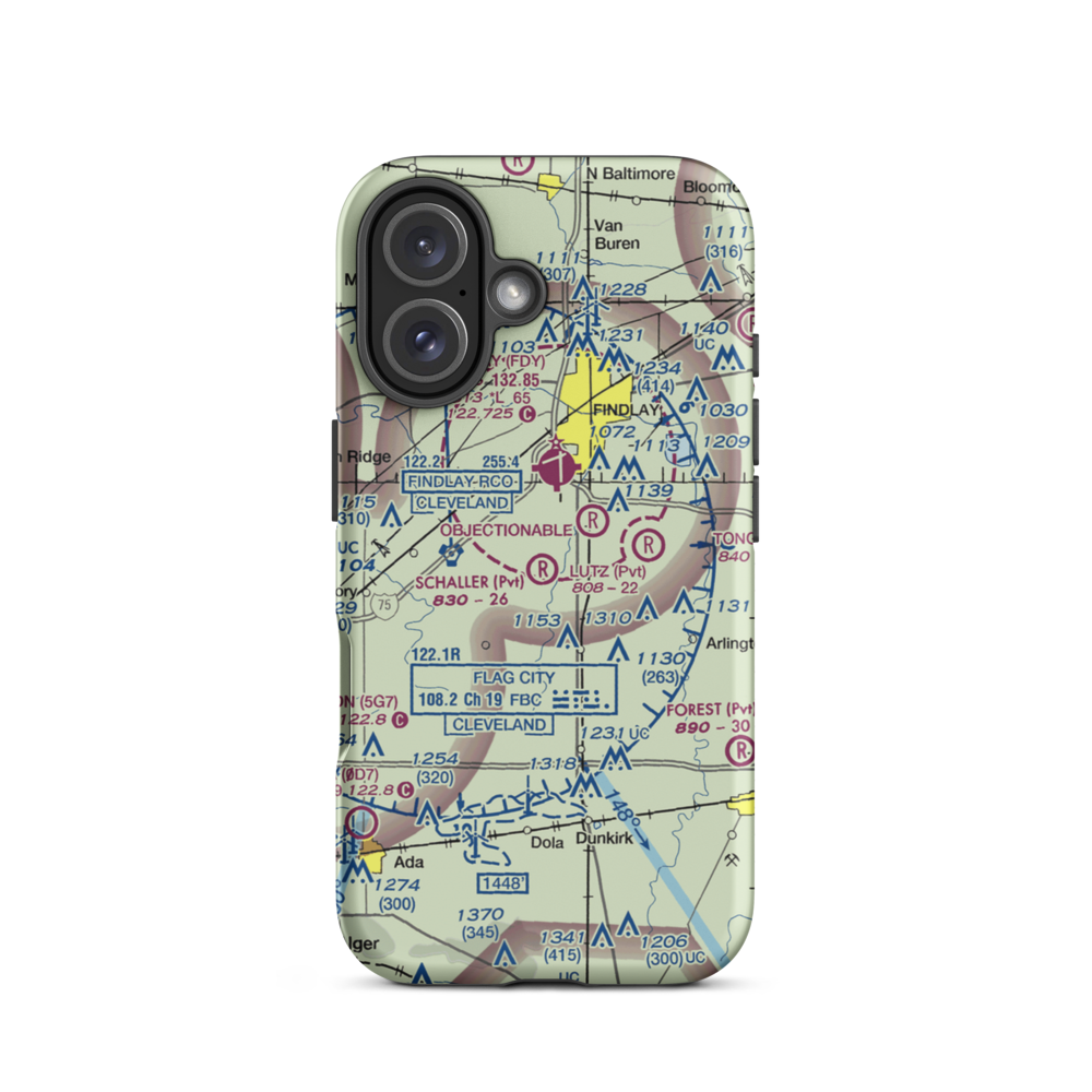 Schaller Airport (27OH) VFR Sectional  Tough iPhone Case iPhone 16 model shown