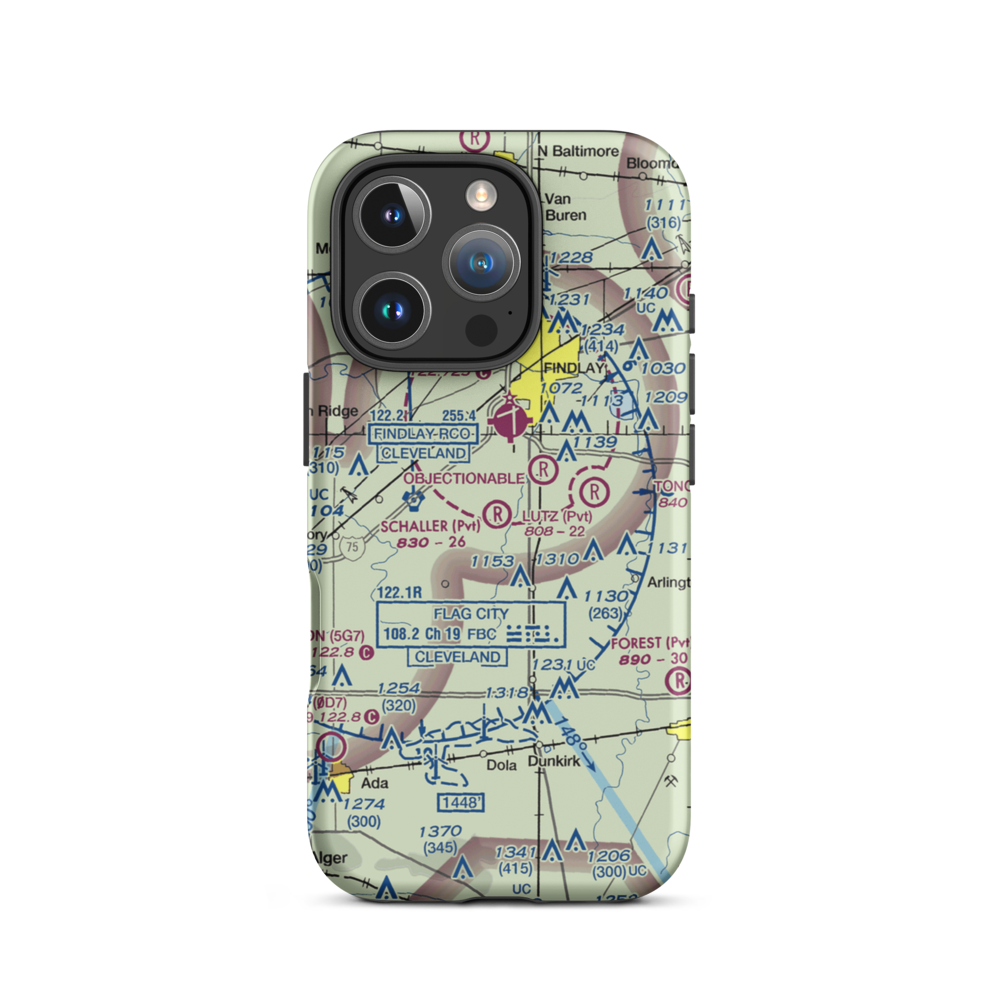 Schaller Airport (27OH) VFR Sectional  Tough iPhone Case iPhone 16 Pro model shown