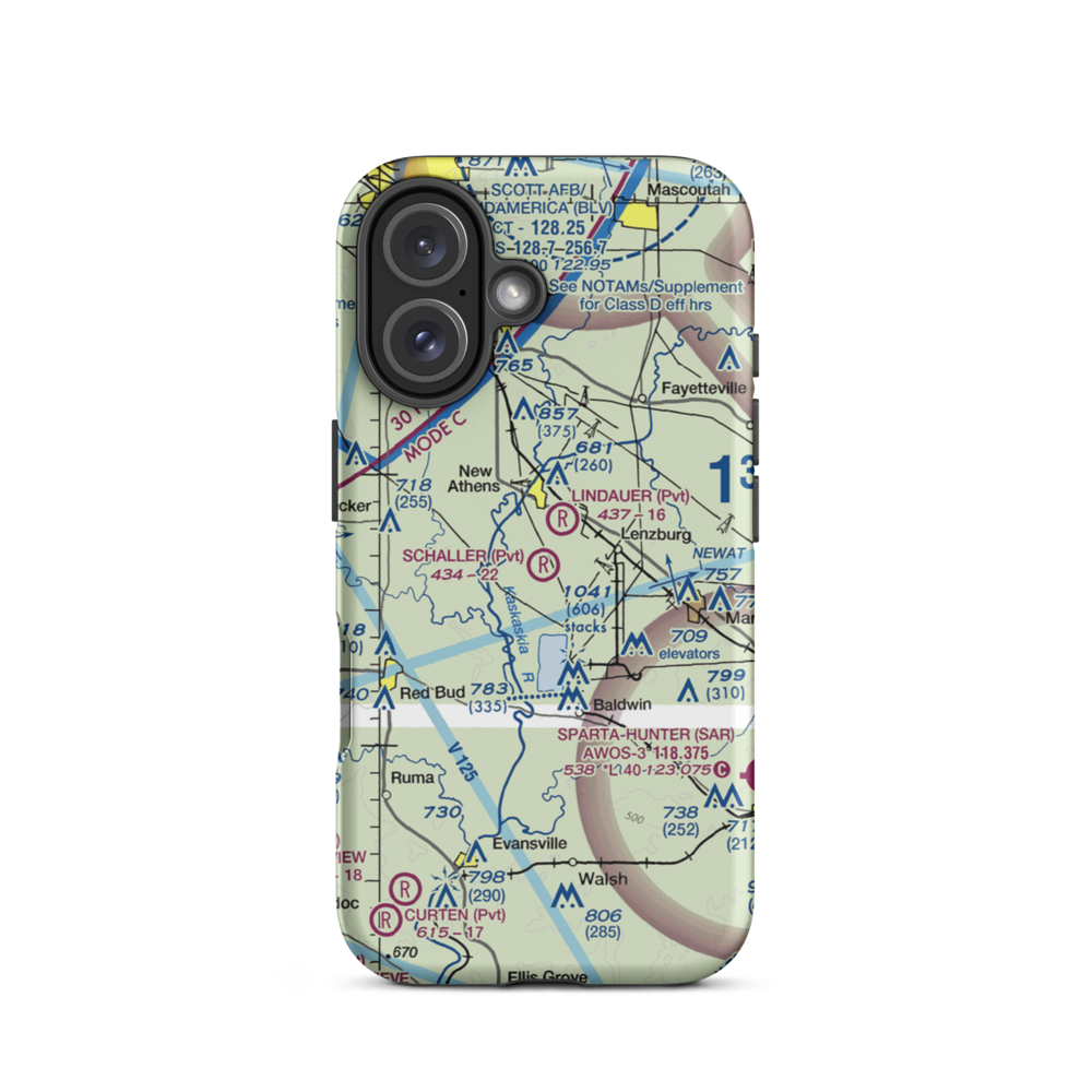 Schaller Airport (LL26) VFR Sectional  Tough iPhone Case iPhone 16 model shown