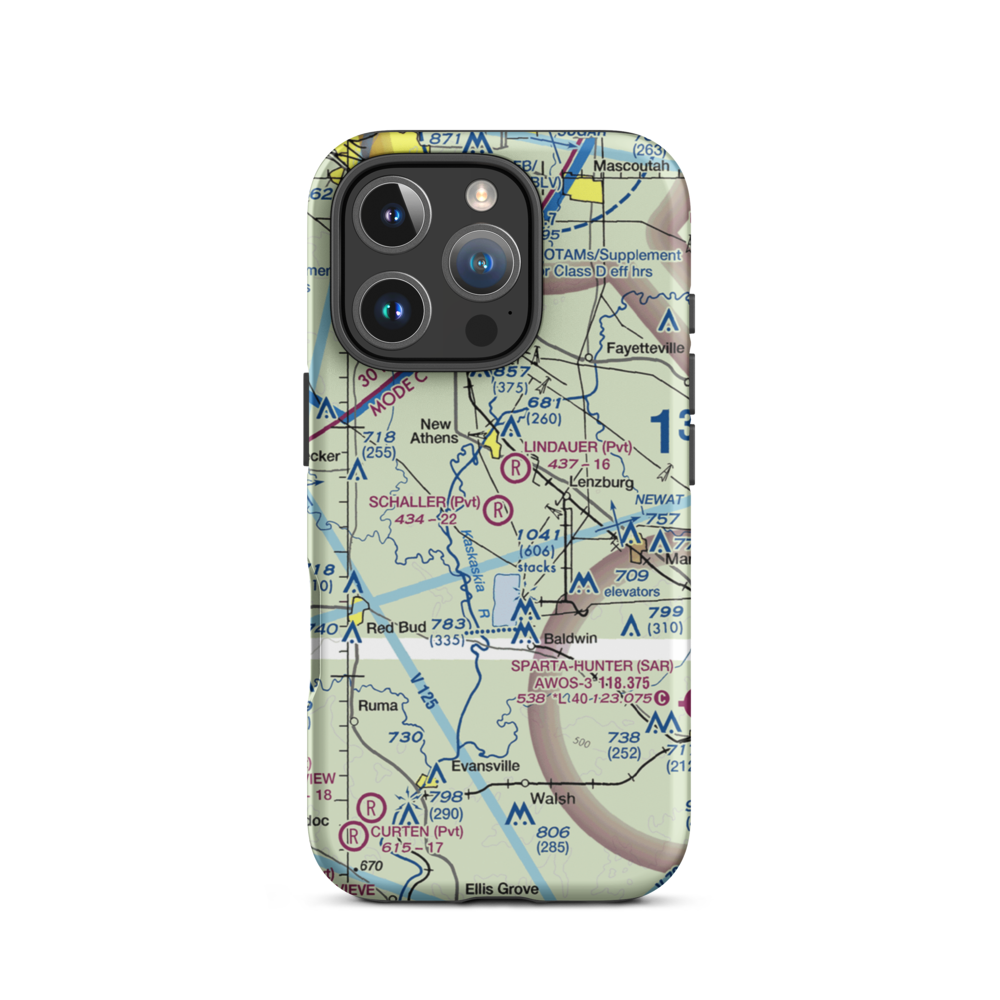 Schaller Airport (LL26) VFR Sectional  Tough iPhone Case iPhone 16 Pro model shown