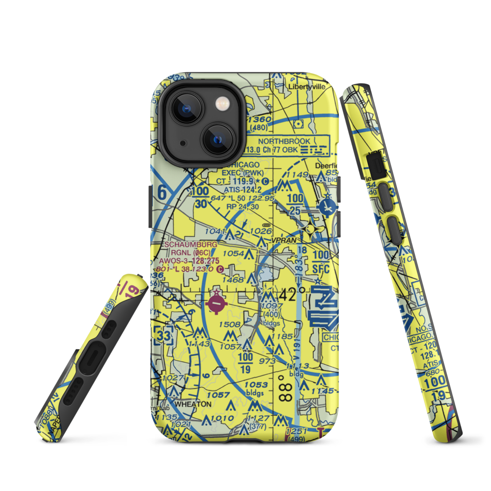 Schaumburg Municipal Helistop (4H1) VFR Sectional  Tough iPhone Case iPhone 14 model shown