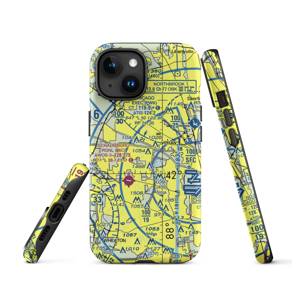 Schaumburg Municipal Helistop (4H1) VFR Sectional  Tough iPhone Case iPhone 15 model shown