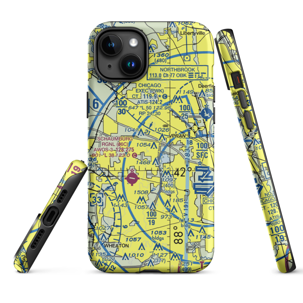 Schaumburg Municipal Helistop (4H1) VFR Sectional  Tough iPhone Case iPhone 15 Plus model shown