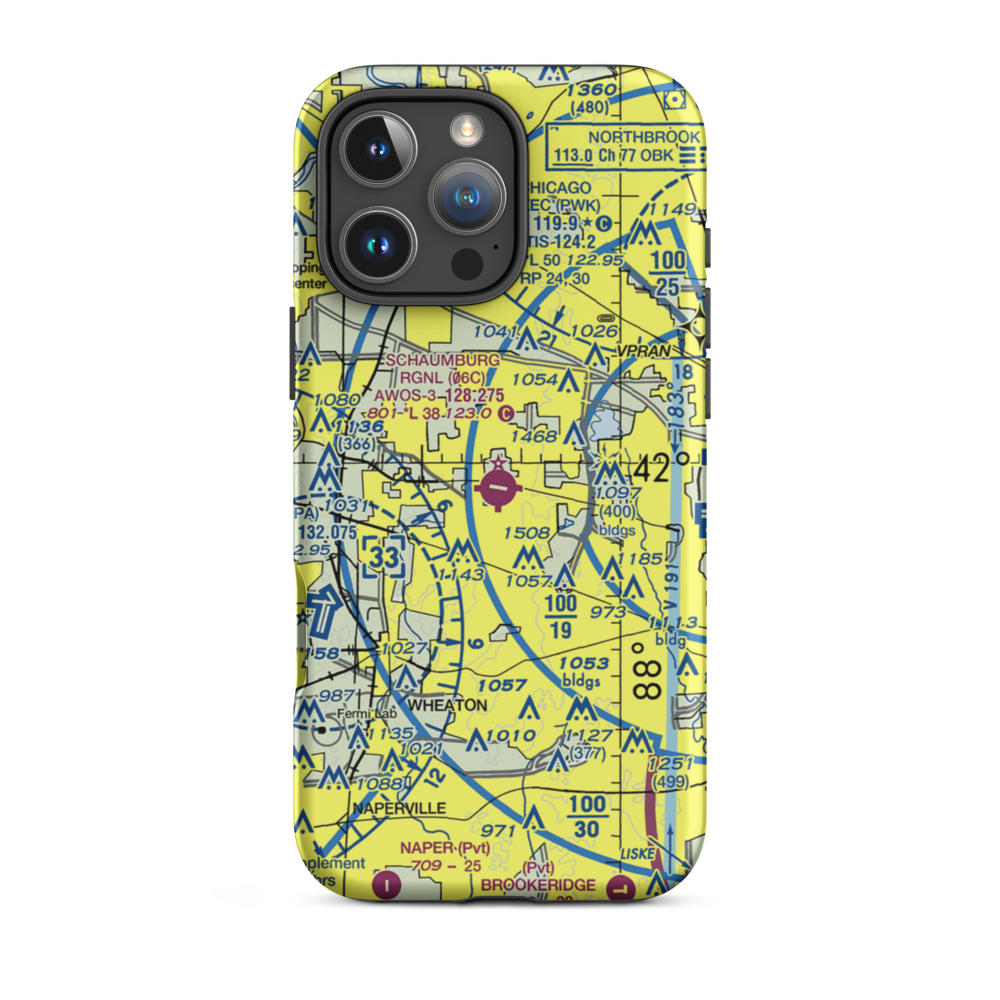 Schaumburg Regional Airport (06C) VFR Sectional  Tough iPhone Case iPhone 16 Pro Max model shown