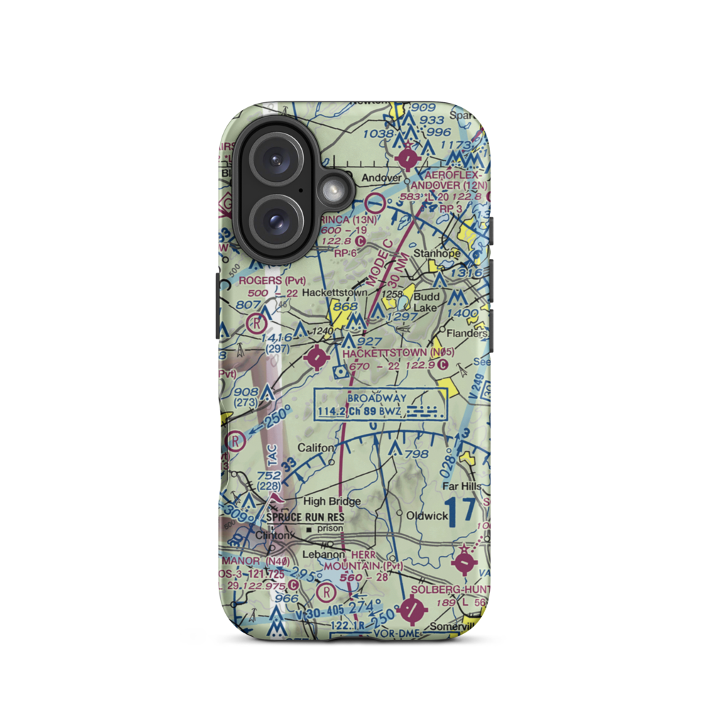 Scheller Airport (62NJ) VFR Sectional  Tough iPhone Case iPhone 16 model shown