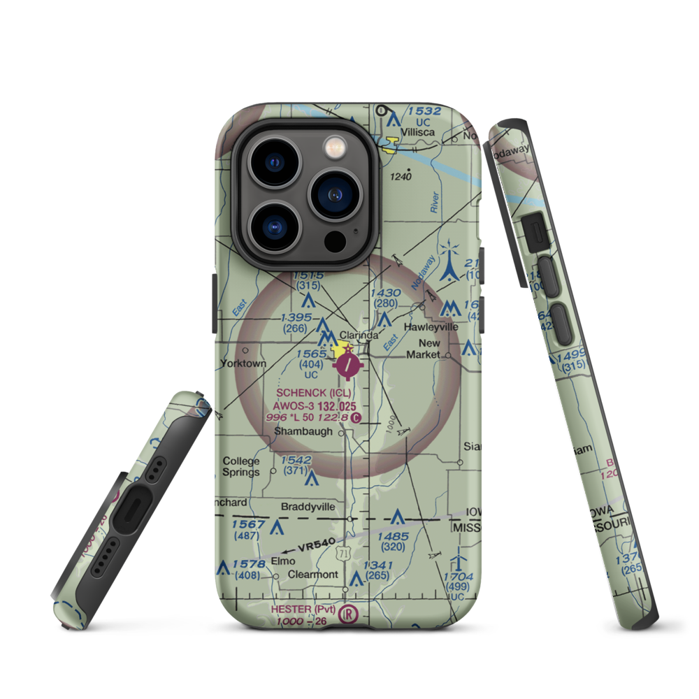 Schenck Field (ICL) VFR Sectional  Tough iPhone Case iPhone 14 Pro model shown