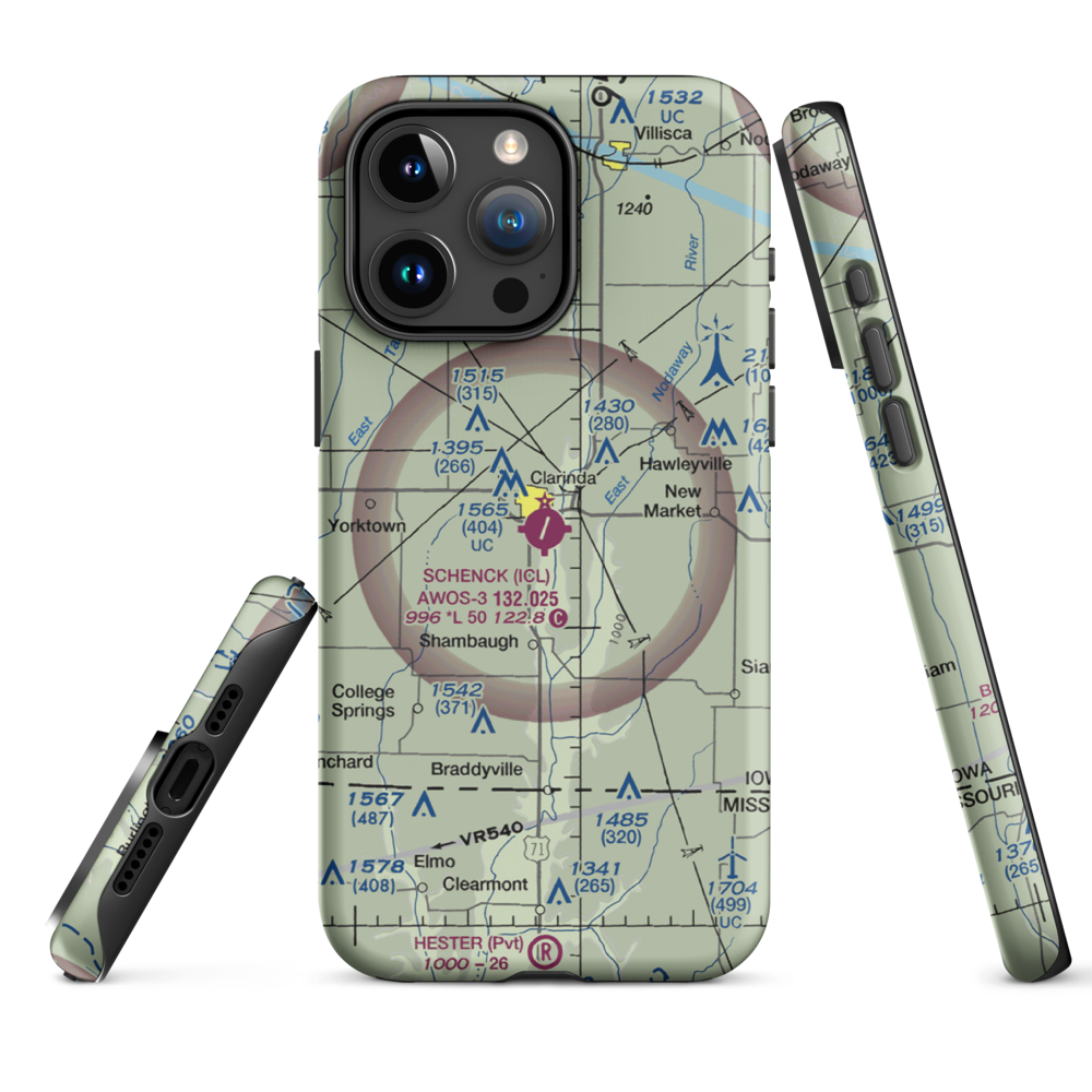 Schenck Field (ICL) VFR Sectional  Tough iPhone Case iPhone 15 Pro Max model shown