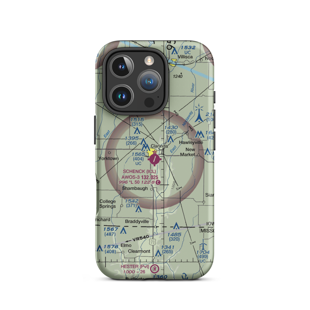 Schenck Field (ICL) VFR Sectional  Tough iPhone Case iPhone 16 Pro model shown