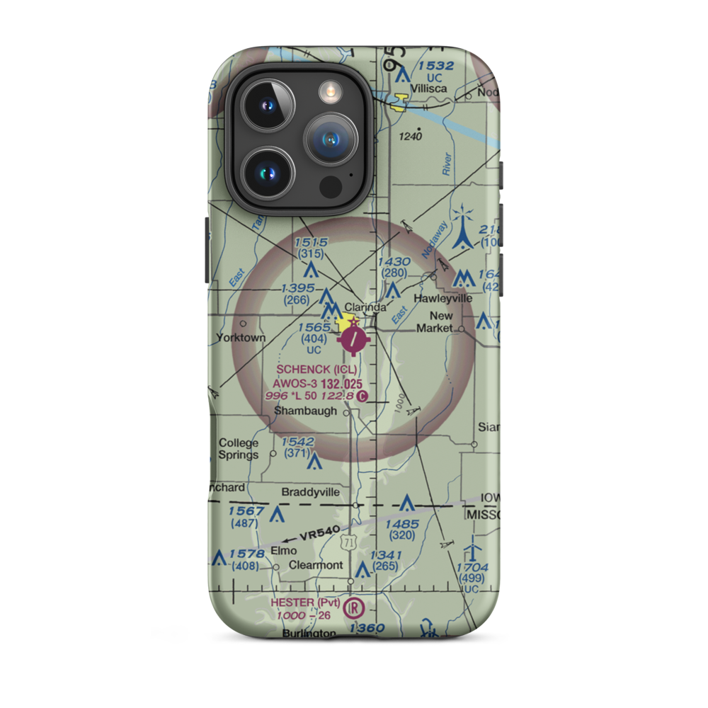 Schenck Field (ICL) VFR Sectional  Tough iPhone Case iPhone 16 Pro Max model shown