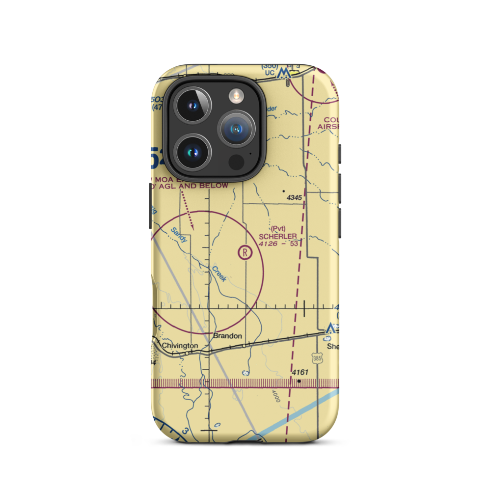 Scherler Private Airstrip (9CO5) VFR Sectional  Tough iPhone Case iPhone 16 Pro model shown