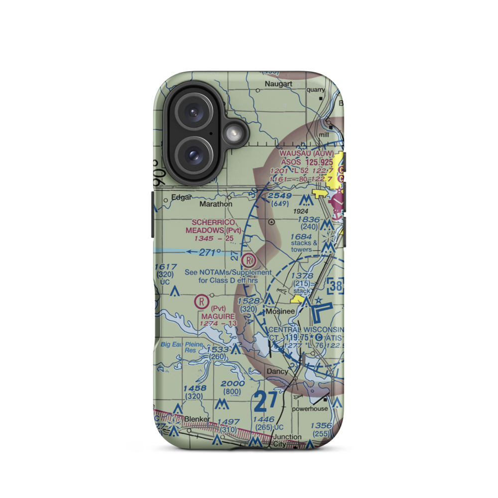 Scherrico Meadows Airport (WS16) VFR Sectional  Tough iPhone Case iPhone 16 model shown