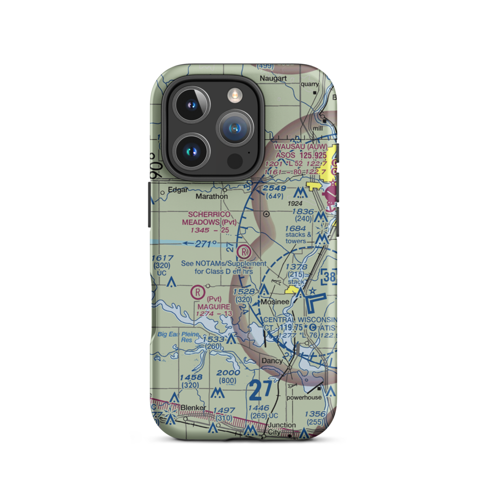 Scherrico Meadows Airport (WS16) VFR Sectional  Tough iPhone Case iPhone 16 Pro model shown