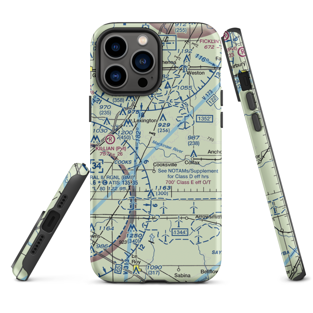 Schertz Aerial Service - Cooksville Airport (2IS9) VFR Sectional  Tough iPhone Case iPhone 13 Pro Max model shown