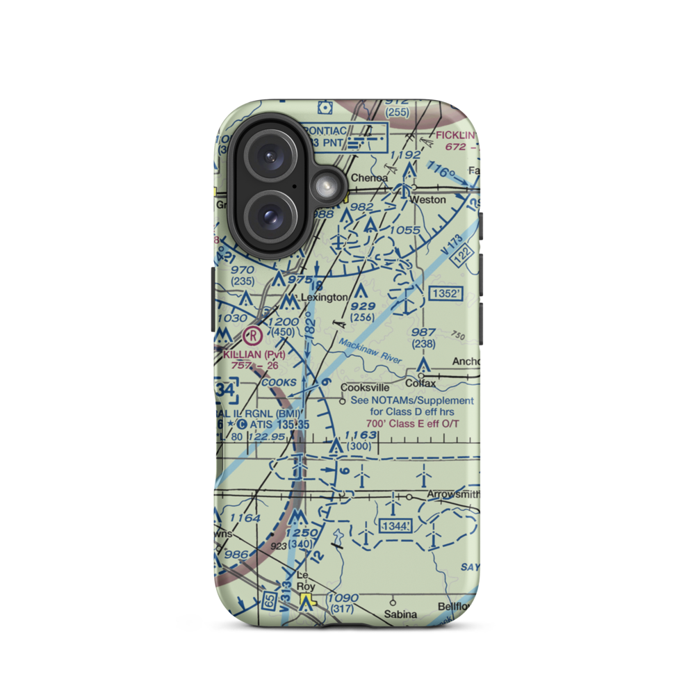 Schertz Aerial Service - Cooksville Airport (2IS9) VFR Sectional  Tough iPhone Case iPhone 16 model shown