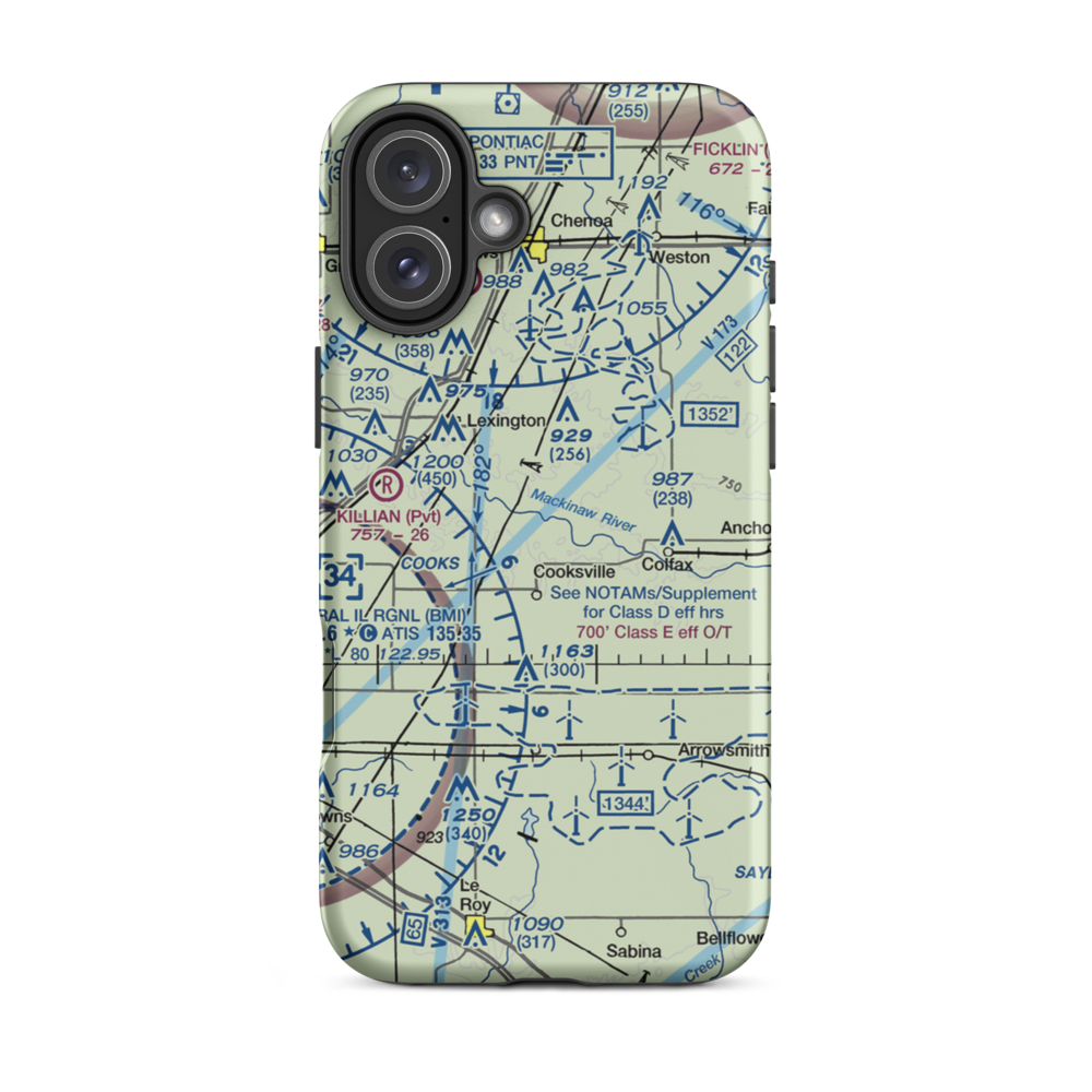 Schertz Aerial Service - Cooksville Airport (2IS9) VFR Sectional  Tough iPhone Case iPhone 16 Plus model shown