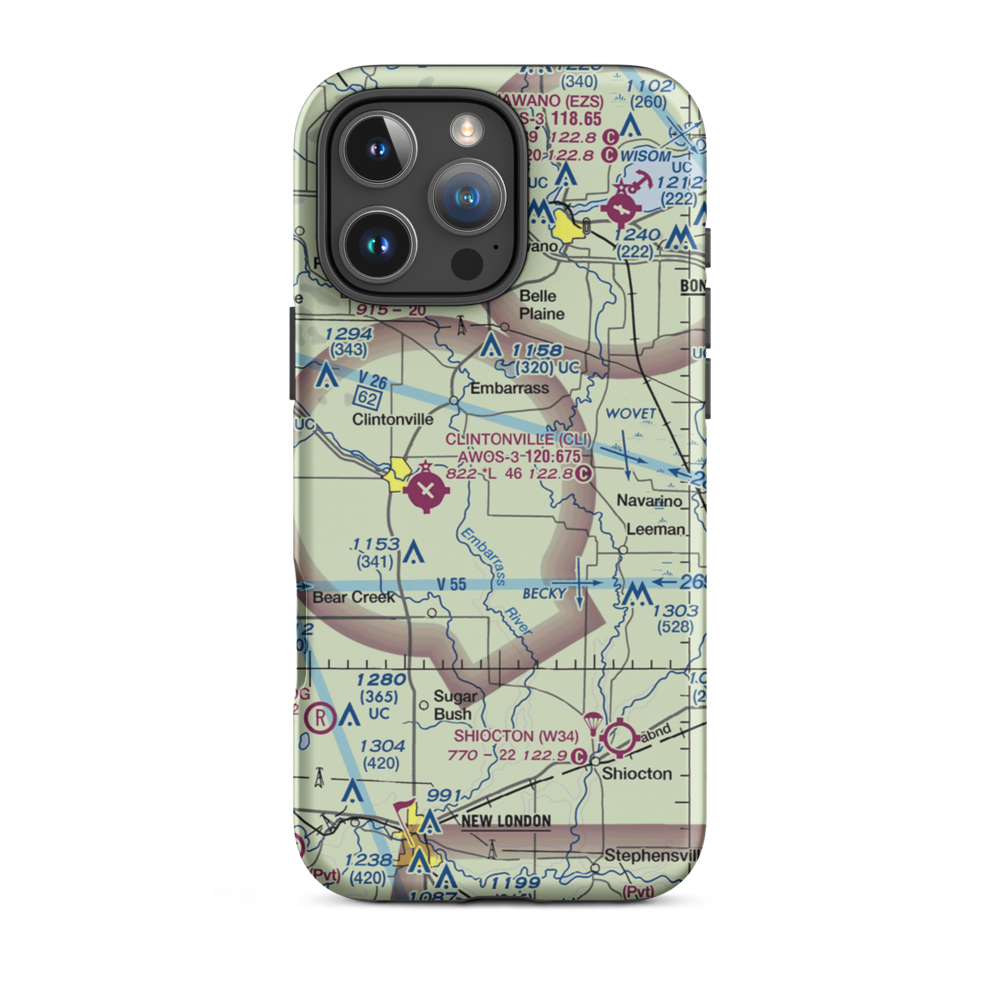 Schewe Airport (WI52) VFR Sectional  Tough iPhone Case iPhone 16 Pro Max model shown