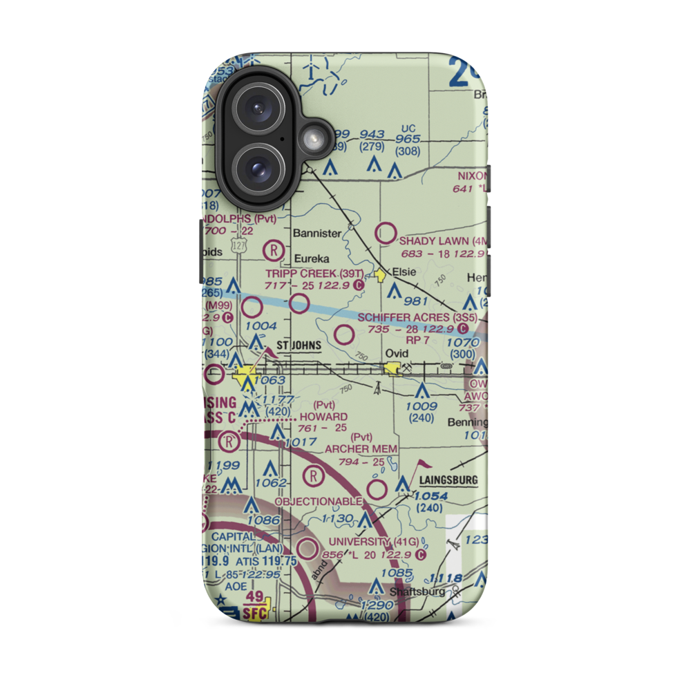 Schiffer Acres Airport (3S5) VFR Sectional  Tough iPhone Case iPhone 16 Plus model shown