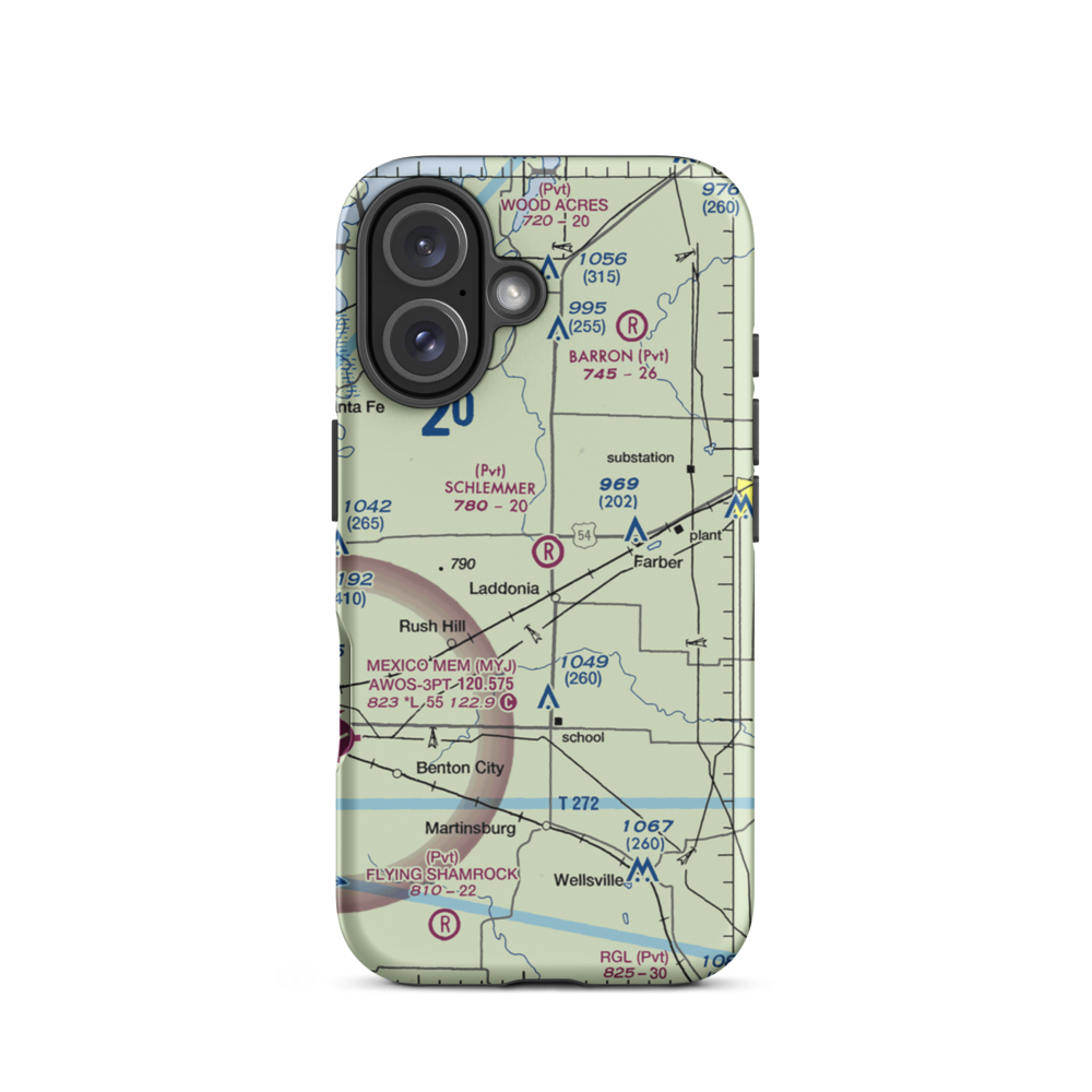 Schlemmer Airport (95MO) VFR Sectional  Tough iPhone Case iPhone 16 model shown