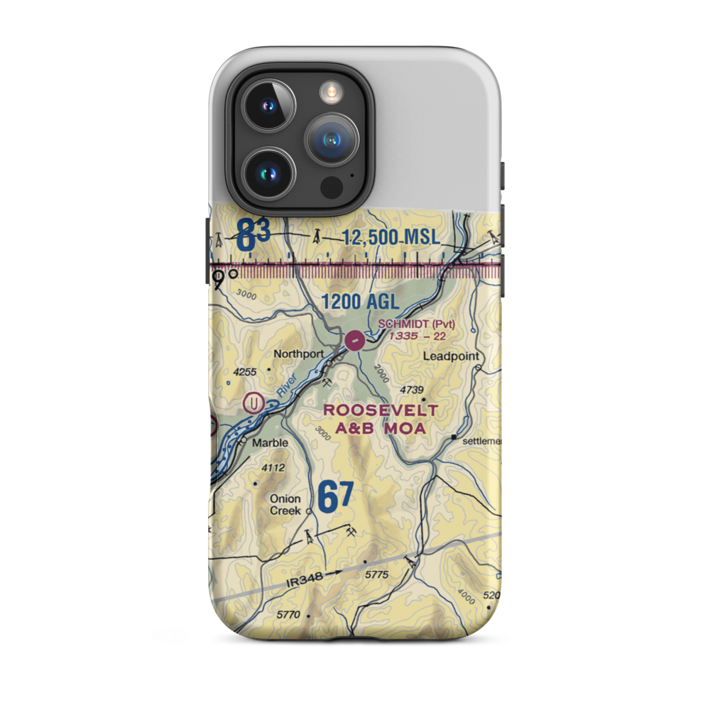 Schmidt Ranch Airport (1WN0) VFR Sectional  Tough iPhone Case iPhone 16 Pro Max model shown