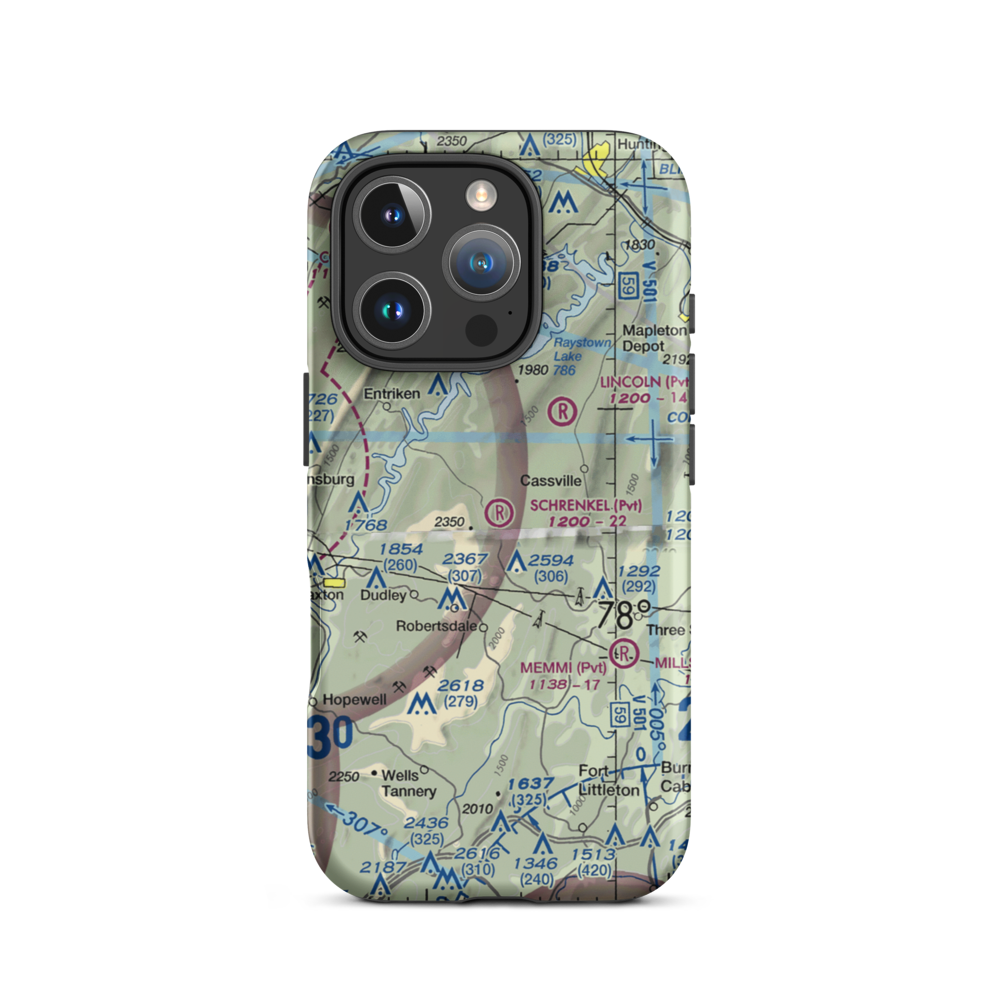 Schrenkel Airport (PN30) VFR Sectional  Tough iPhone Case iPhone 16 Pro model shown