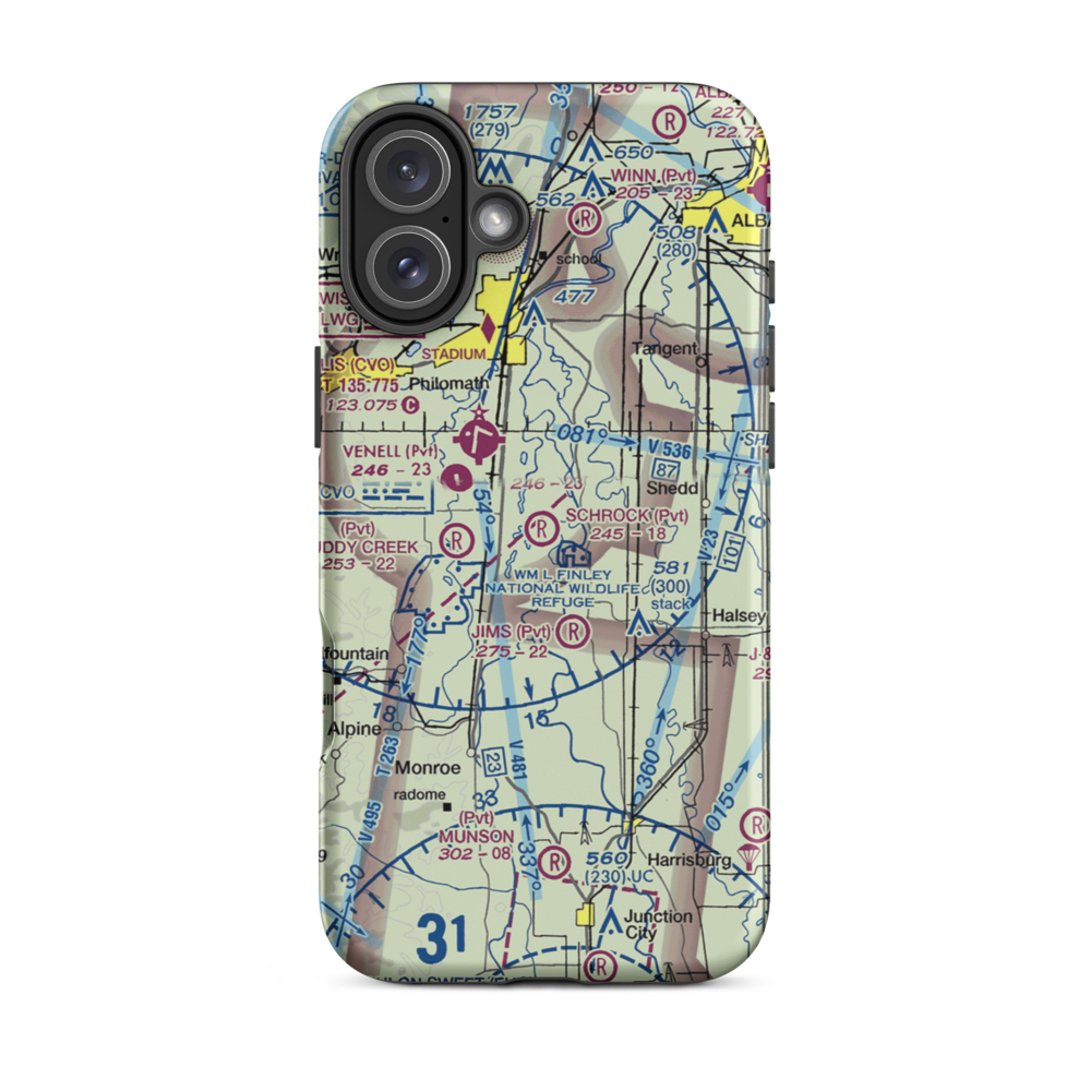 Schrock Airport (4OR4) VFR Sectional  Tough iPhone Case iPhone 16 Plus model shown