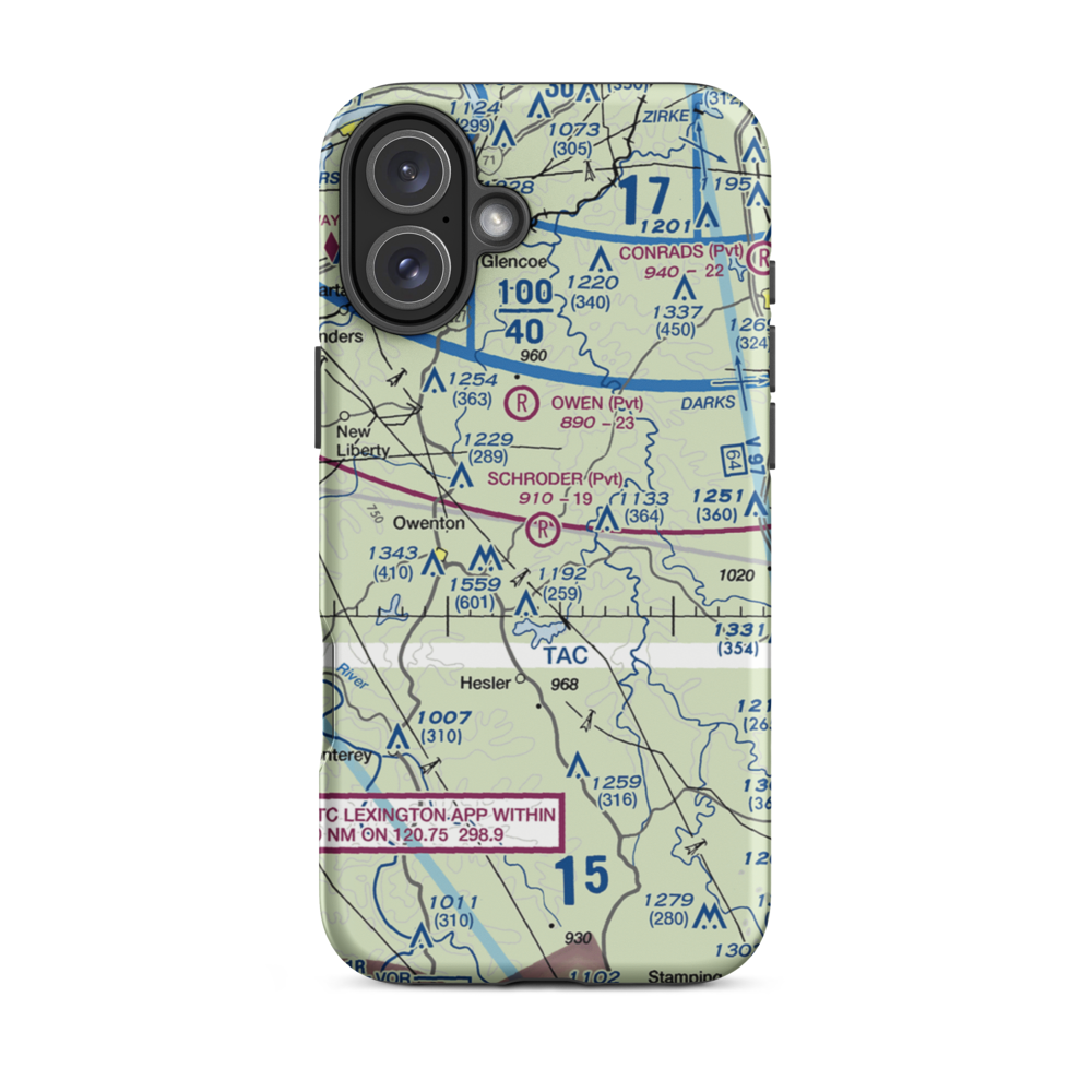 Schroder Airport (61KY) VFR Sectional  Tough iPhone Case iPhone 16 Plus model shown
