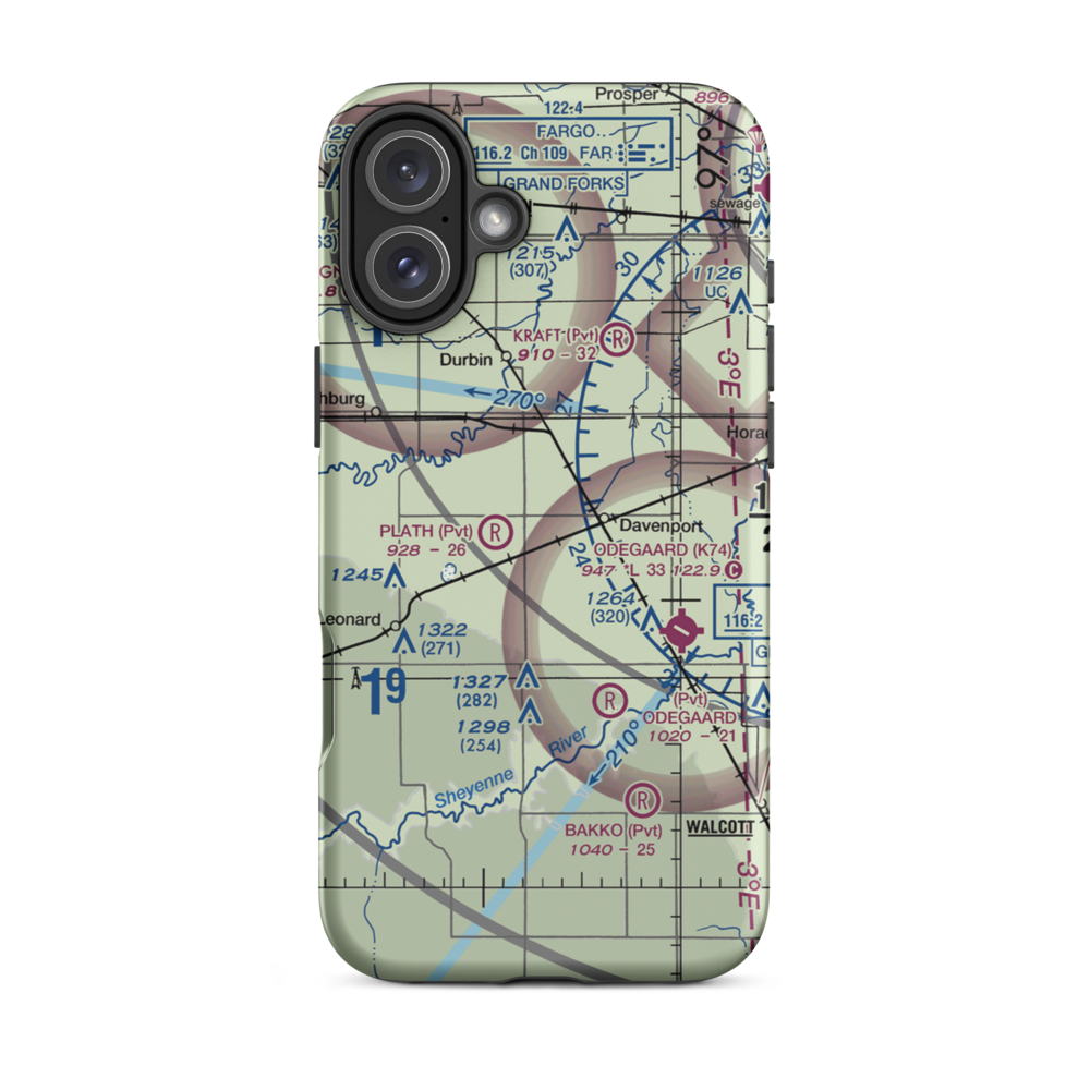 Schroeder Airport (ND92) VFR Sectional  Tough iPhone Case iPhone 16 Plus model shown